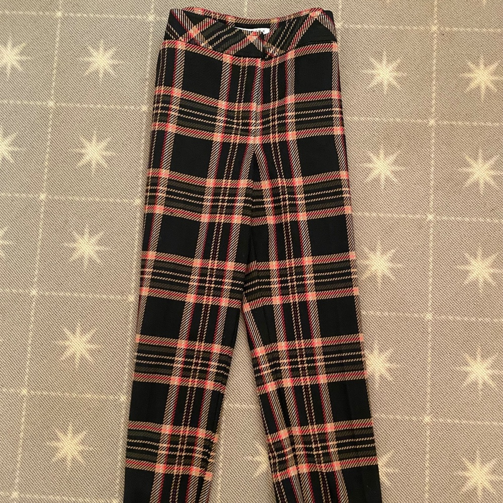 Trina Turk Plaid Twill Trousers Size 6